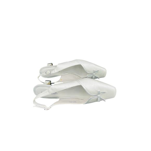 🤍 Easy street Slingback Kitten Heel silver Bow Square Toe Women’s 8.5W Formal - Picture 3 of 8